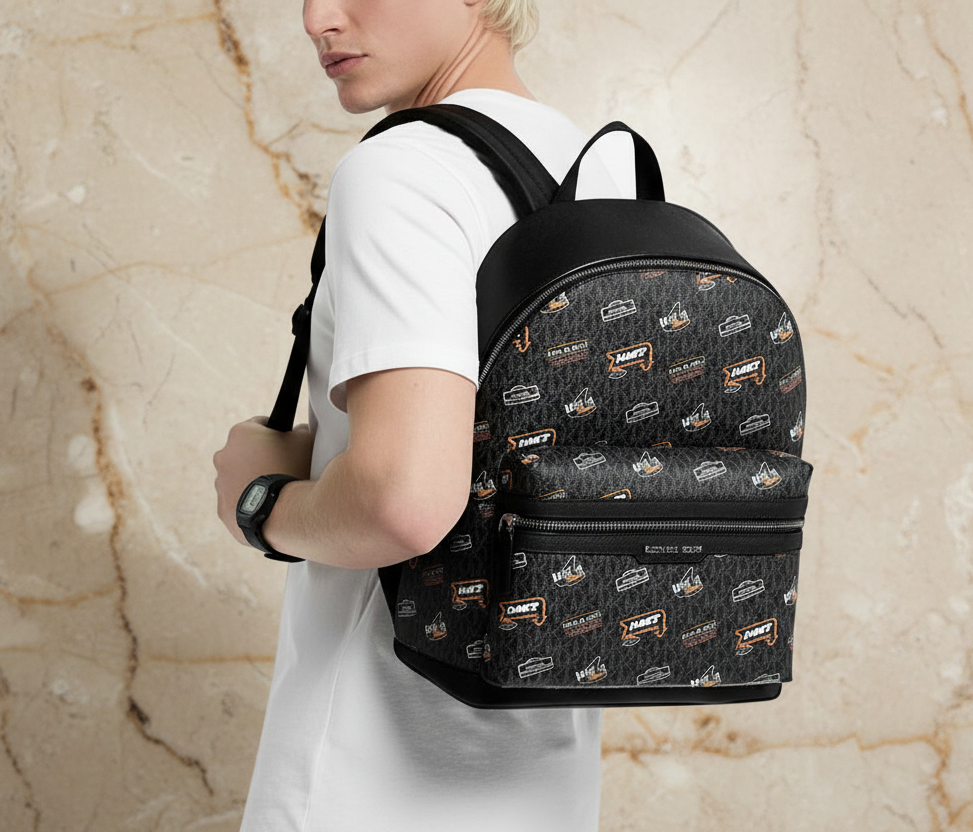 حقيبة ظهر مايكل كورس كوبر مزينة بشعار العلامة التجارية - أسود