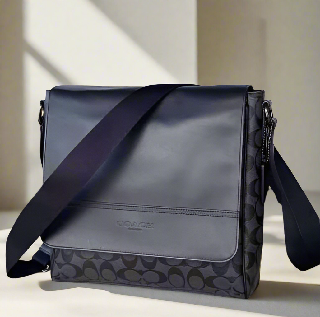 COACH HOUSTON MAP CROSSBODY BAG - SIGNATURE COATED CANVAS & REFINED CALF LEATHER