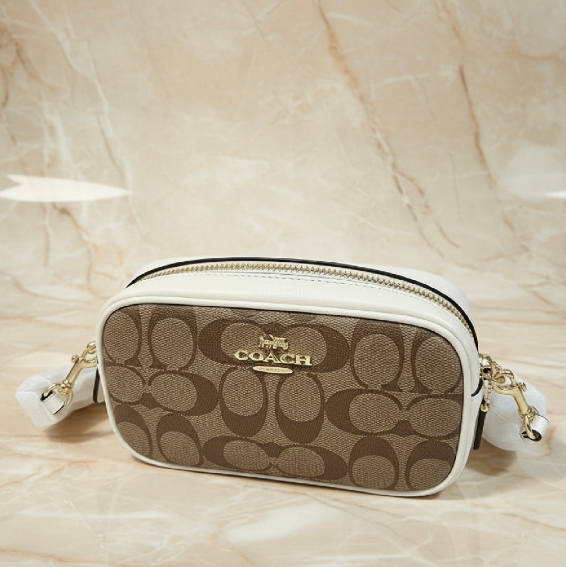 COACH 3 in 1 CONVERTIBLE CROSSBODY/BELTBAG/BODY BAG ( 1 CROSSBODY STRAP ONLY ) IN SIGNATURE KHAKI/IVORY