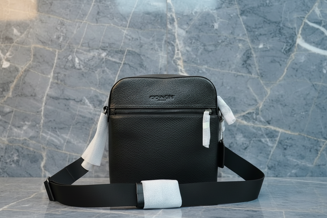 COACH HOUSTON FLIGHT BAG - SMOOTH LEATHER BLACK