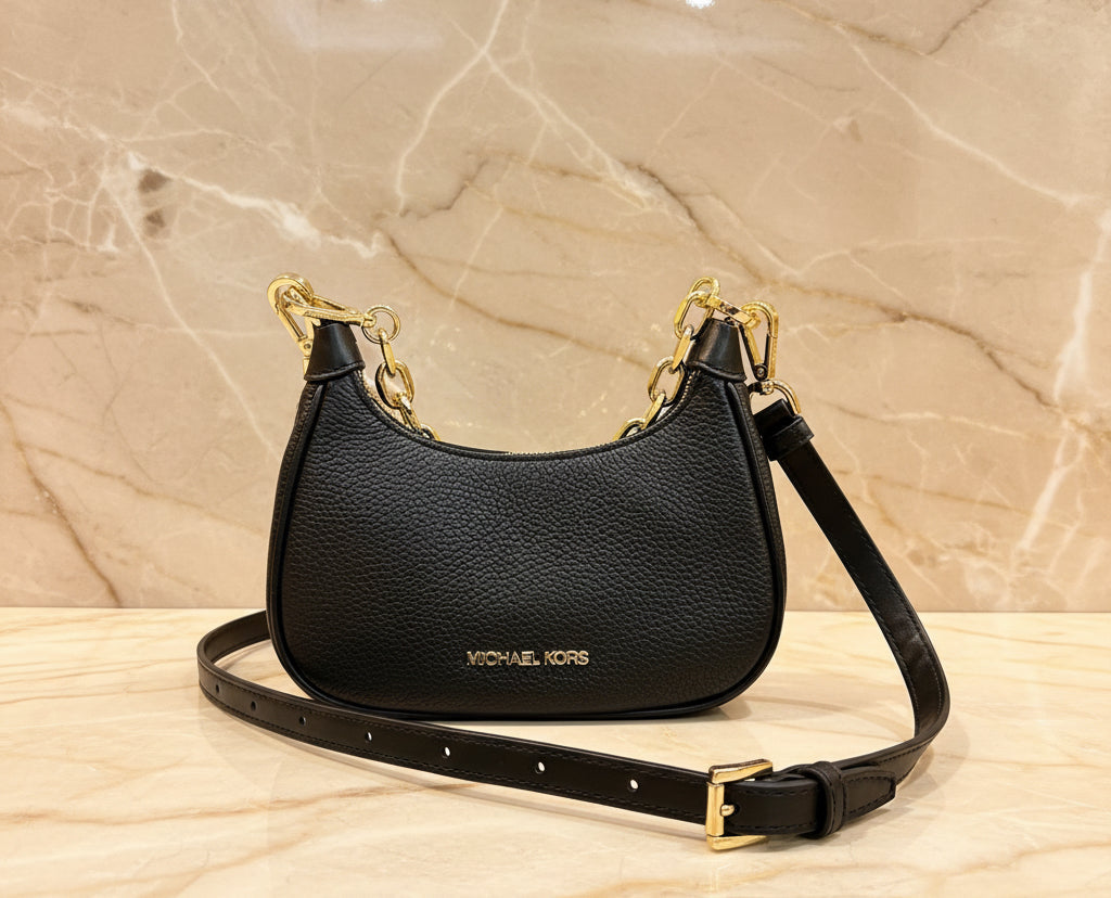 MICHAEL KORS MINI CORA CHAIN SHOULDER BAG/CROSSBODY BAG - BLACK