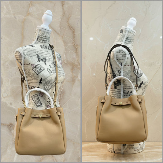 SALE!!! WITH CREASE IN FRONT DUE TO CARGO HANDLING - TORY BURCH SMALL ROMY BUCKET - BROWN