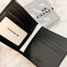 COACH MEN’S BIFOLD WALLET WITH INSERT - SIGNATURE CHARCOAL BLACK - NO INSERT