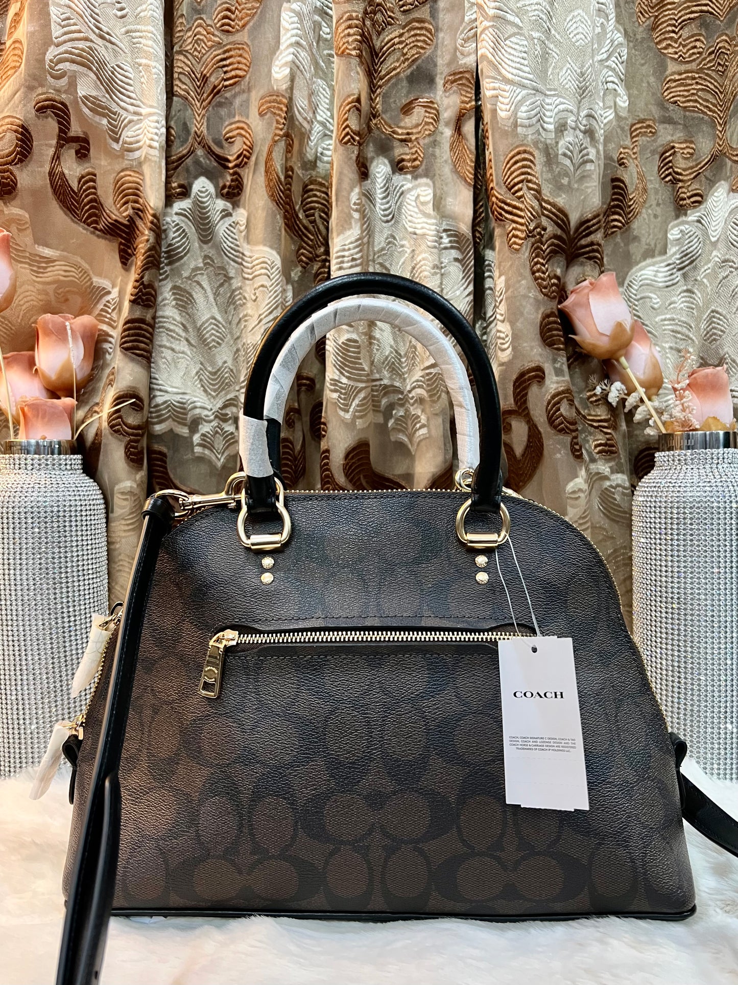 COACH KATY SATCHEL - IN SIGNATURE BROWN & BLACK - MEDIUM