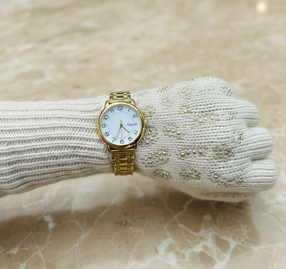 ساعة كوتش إليوت كوارتز من الفولاذ المقاوم للصدأ مطلية بالذهب - مينا صغير