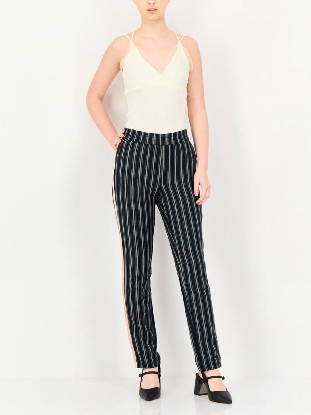 REIKO Women Street Fit Stripe Leg Pants Multicolor