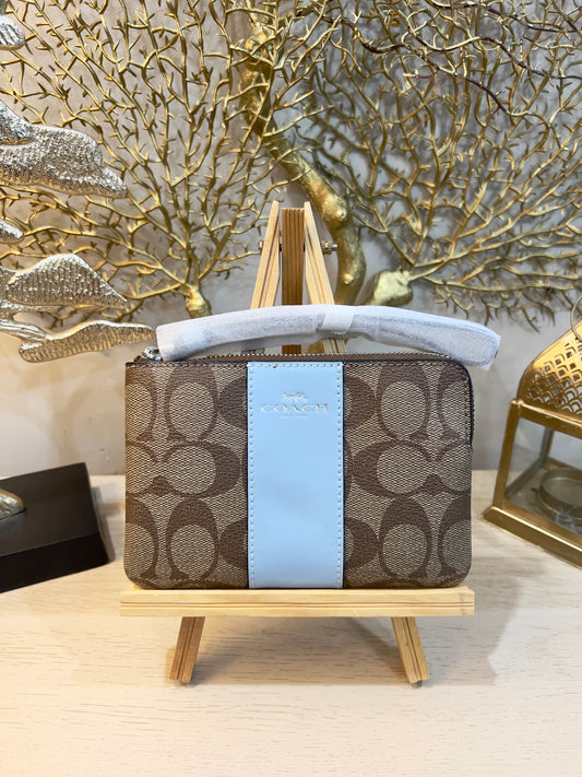 حقيبة يد صغيرة من كوتش بسحاب واحد - بني مميز/أزرق فاتح