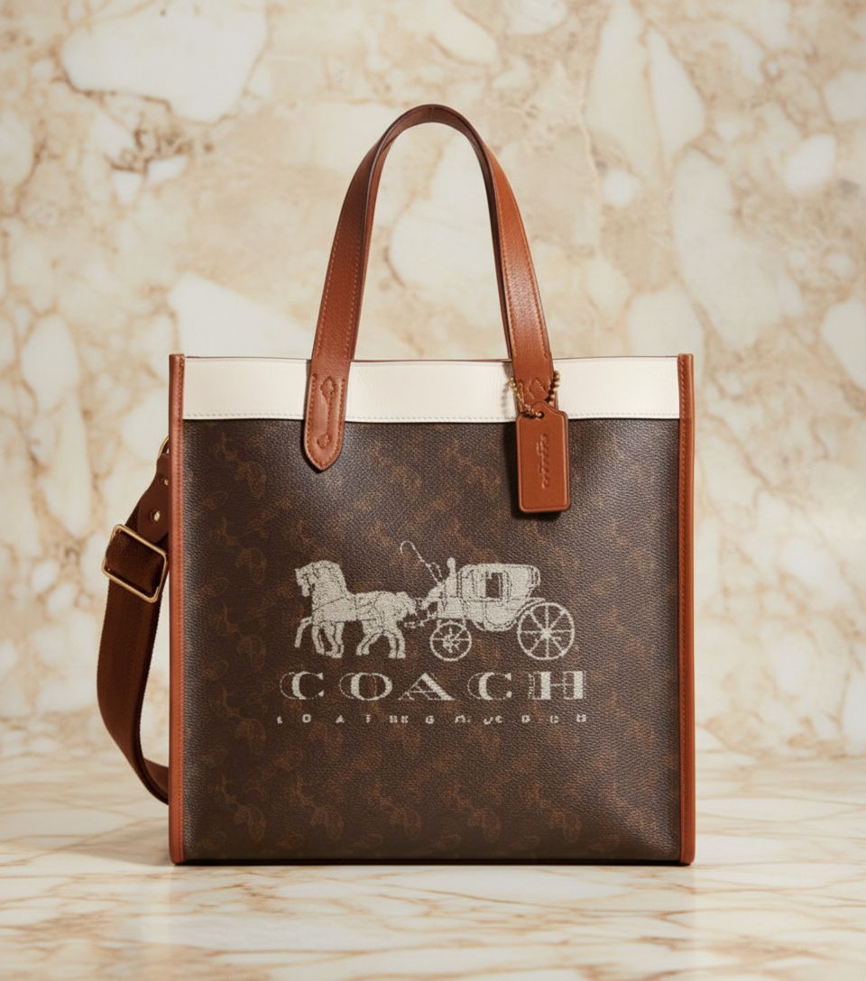 حقيبة تسوق من كوتش فيلد مزينة بطبعة حصان وعربة
