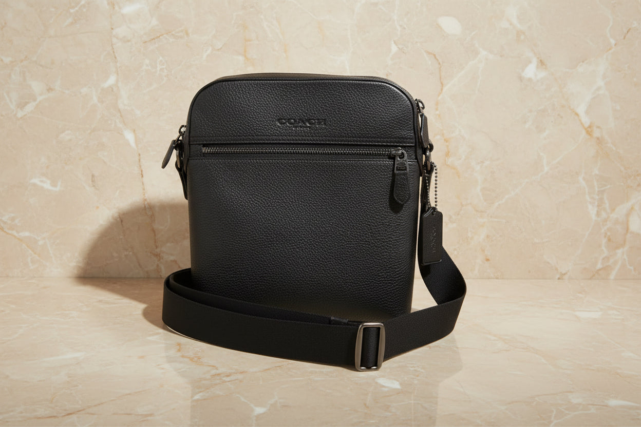 COACH HOUSTON FLIGHT BAG - SMOOTH LEATHER BLACK