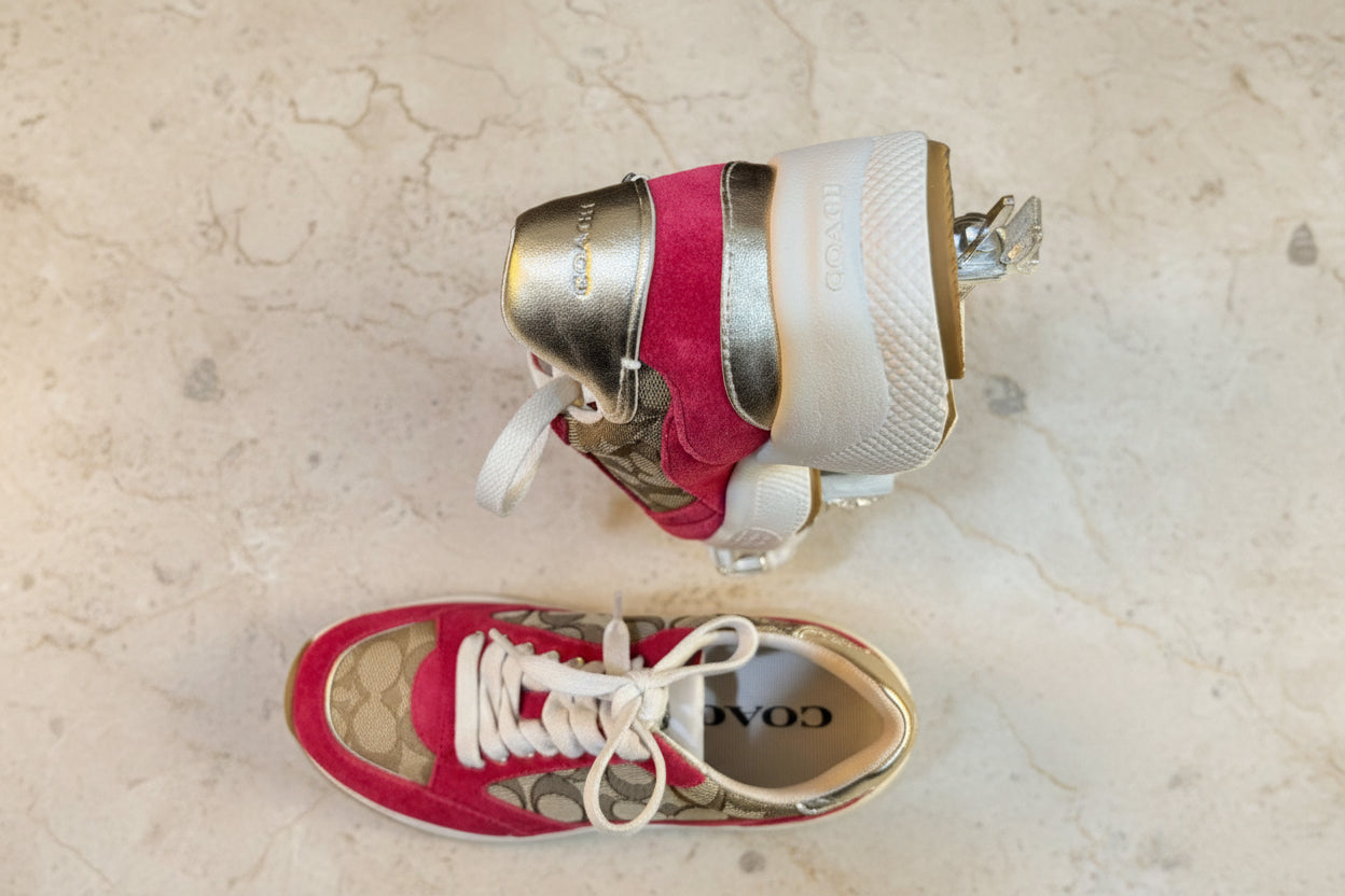 COACH JACQUARD SNEAKERS - SIG BROWN/RED