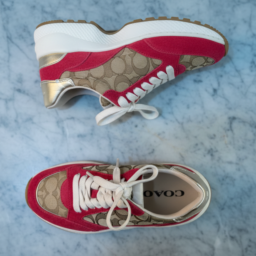 COACH JACQUARD SNEAKERS - SIG BROWN/RED