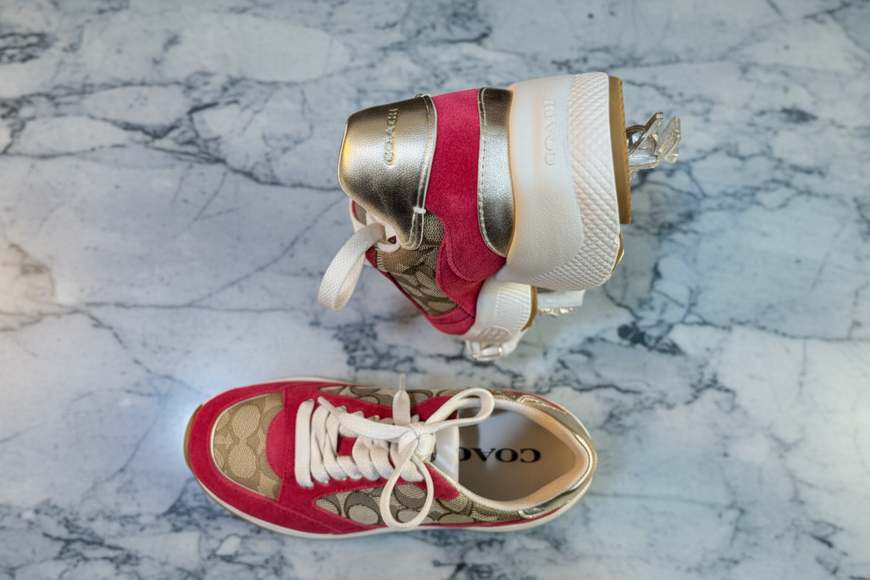 COACH JACQUARD SNEAKERS - SIG BROWN/RED