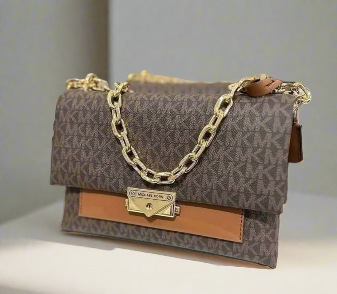 MICHAEL KORS CECE MEDIUM FLAP MONO BROWN