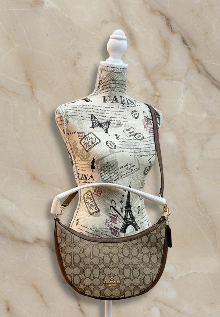 COACH ARIA SHOULDER BAG/CROSSBODY BAG IN SIGNATURE JACQUARD KHAKI