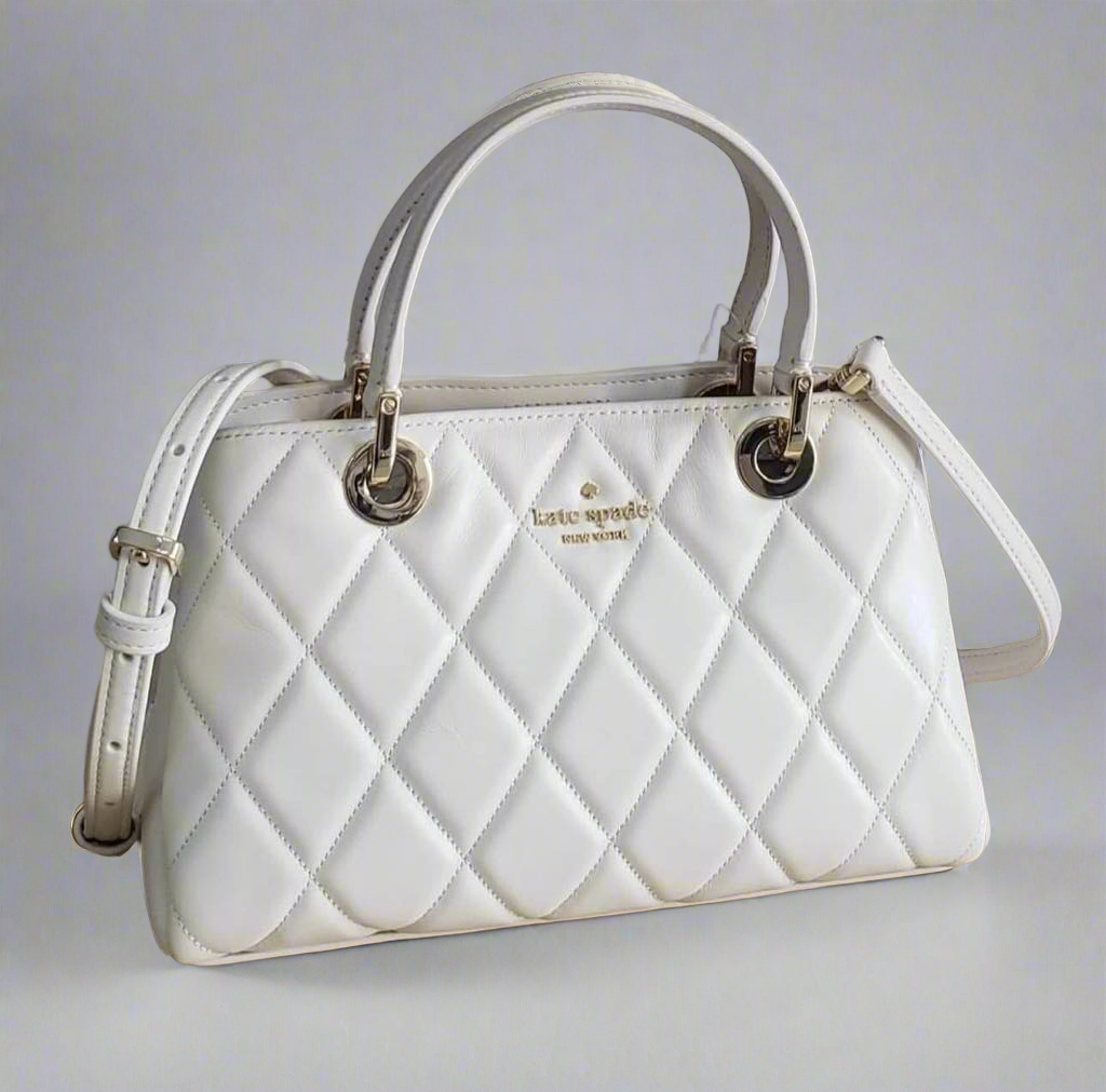 Kate Spade Carey Quilted Satchel Small - White