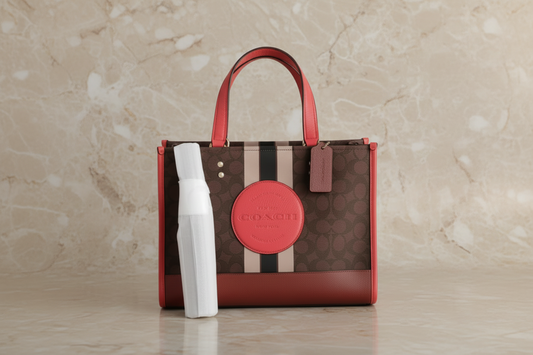 COACH DEMPSEY TOTE CARRYALL MEDIUM IN SIGNATURE JACQUARD CANVAS CENTER STRIPE STRAWBERRY HAZE