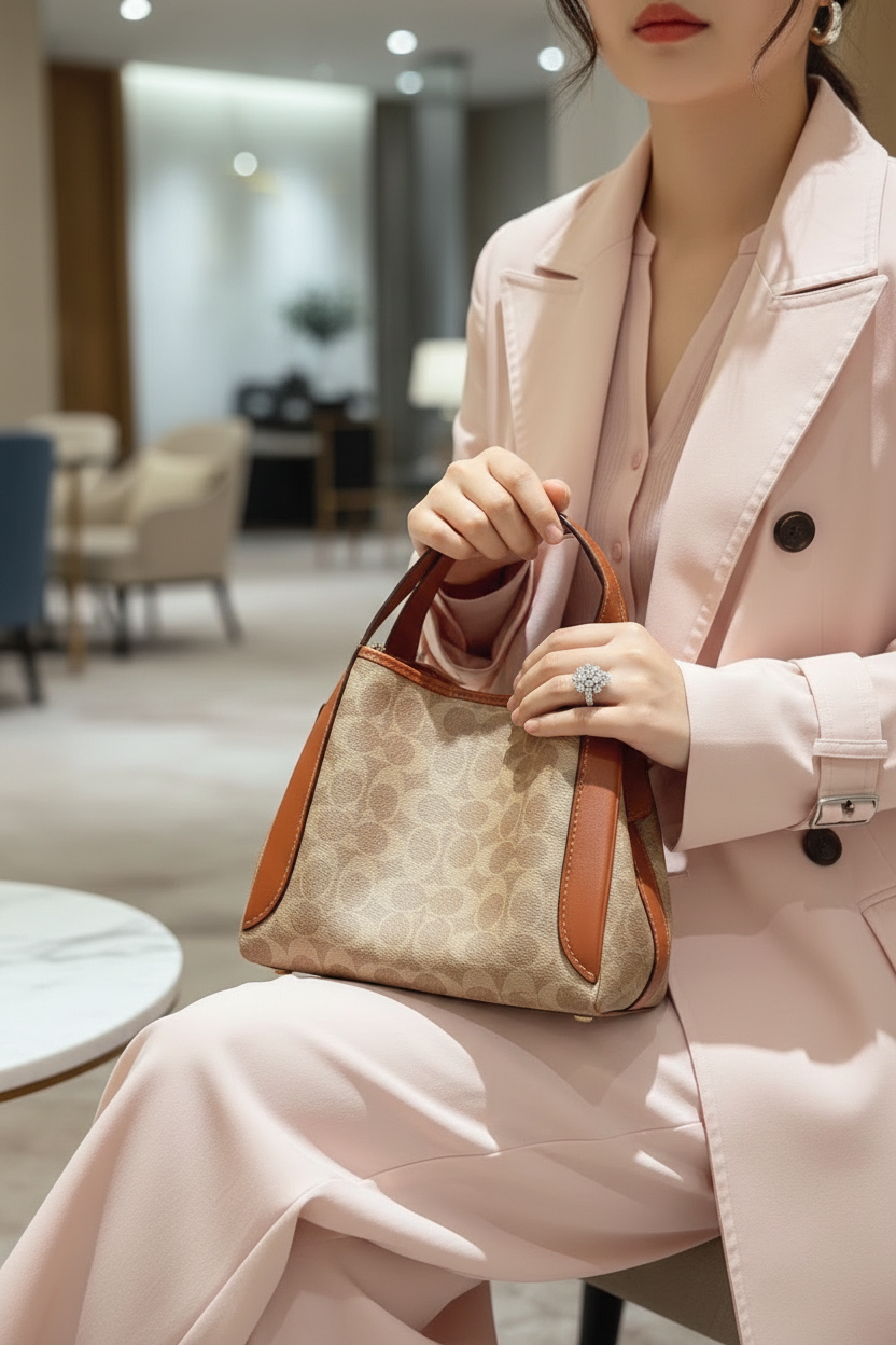 COACH HADLEY HOBO 21 - SIGNATURE CANVAS TAN RUST