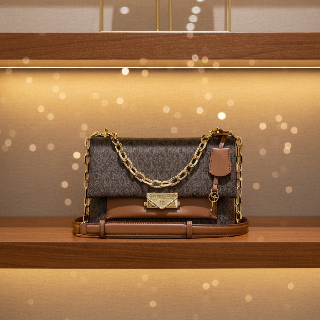 MICHAEL KORS CECE MEDIUM FLAP MONO BROWN