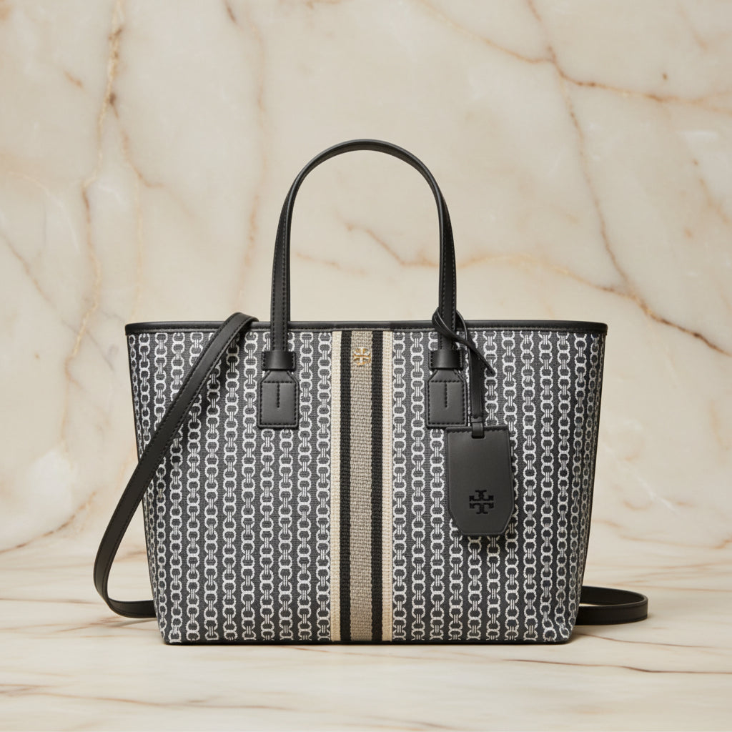 TORY BURCH GEMINI LINK ZIP TOP TOTE SMALL CANVAS