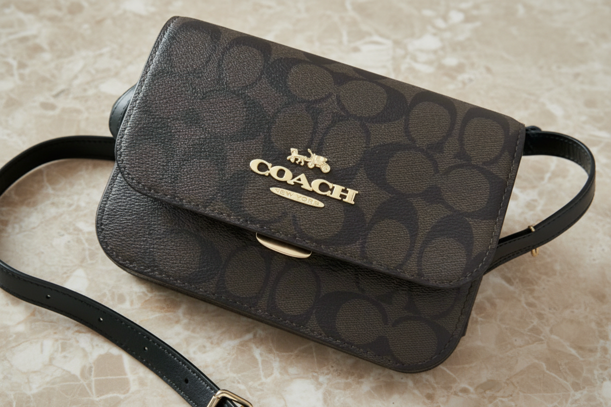 COACH BRYNN FLAP IN SIGNATURE CANVAS BROWN BLACK