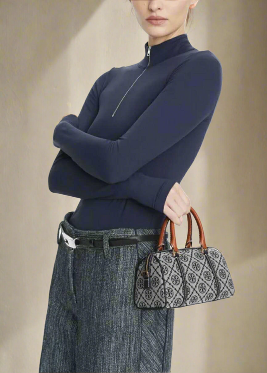 TORY BURCH PETITE BARREL/XBODY - T MONOGRAM NAVY BLUE