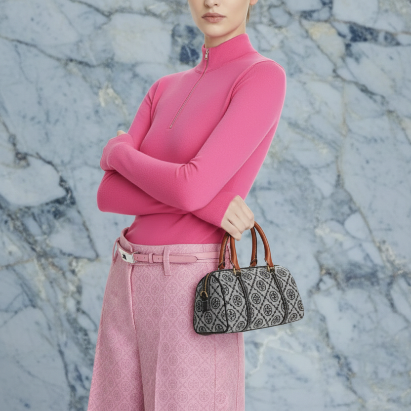 حقيبة توري بورش الصغيرة ذات الأسطوانة/إكس بودي - تي مونوجرام باللون الأزرق الداكن