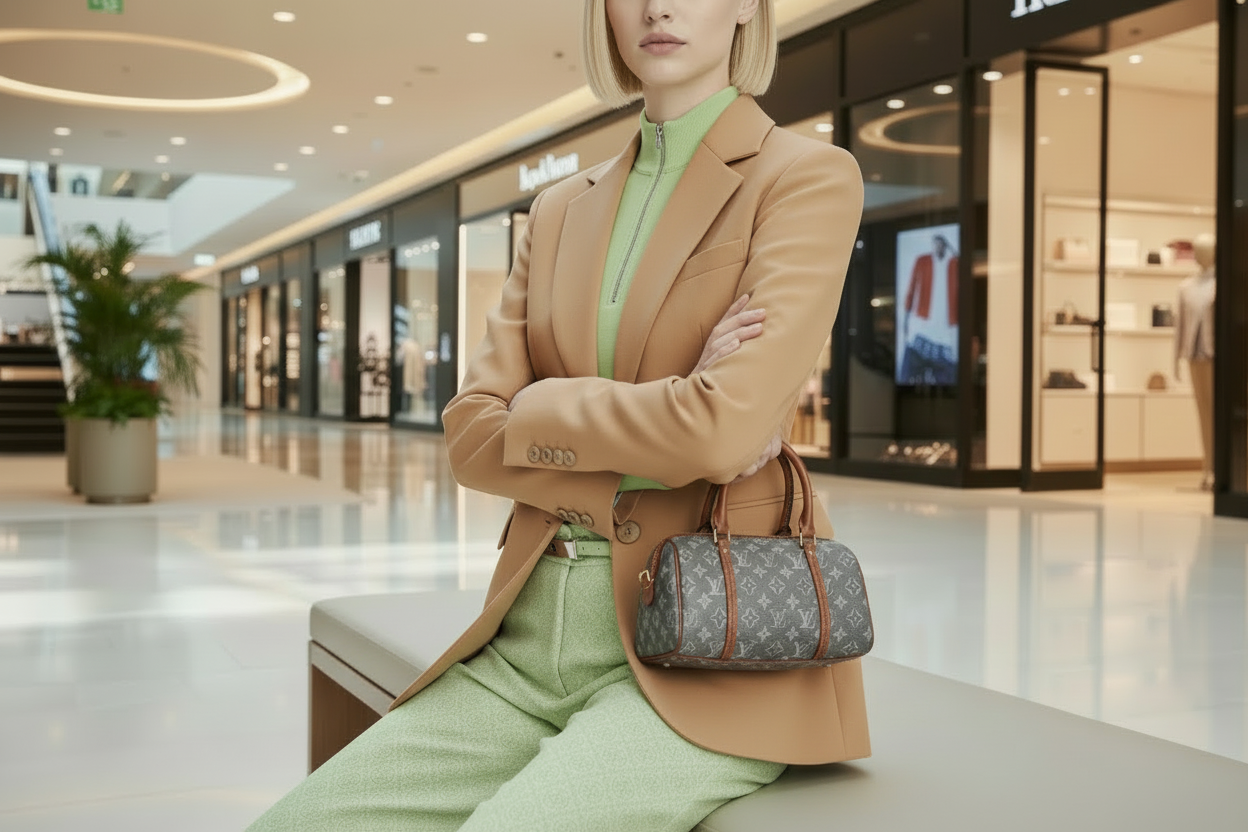 حقيبة توري بورش الصغيرة ذات الأسطوانة/إكس بودي - تي مونوجرام باللون الأزرق الداكن