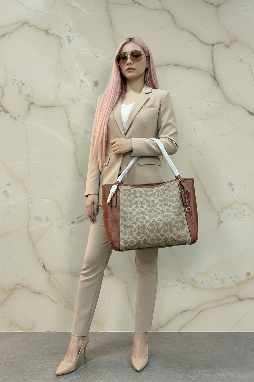 COACH ALANA ZIP TOTE IN SIGNATURE CANVAS - TAN RUST