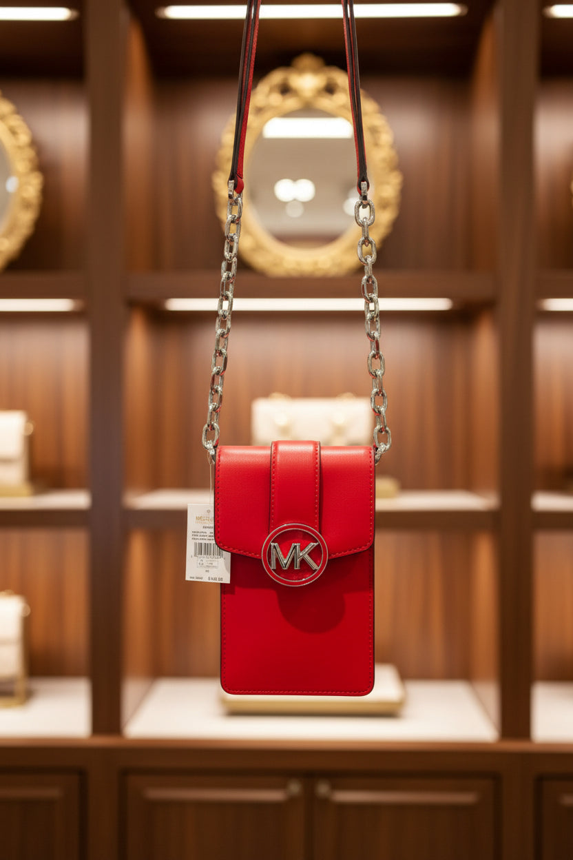 MICHAEL KORS CARMEN SMARTPHONE CROSSBODY - RED