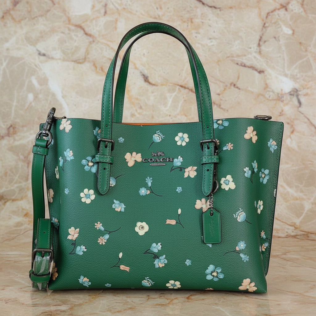 ‼️ SALE ‼️ COACH MOLLIE TOTE 25 WITH MYSTICAL FLORAL PRINT IN GREEN MULTI