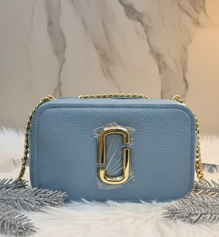 MARC JACOBS GLAM SHOT 21 PEBBLE CALF LEATHER - BLUE