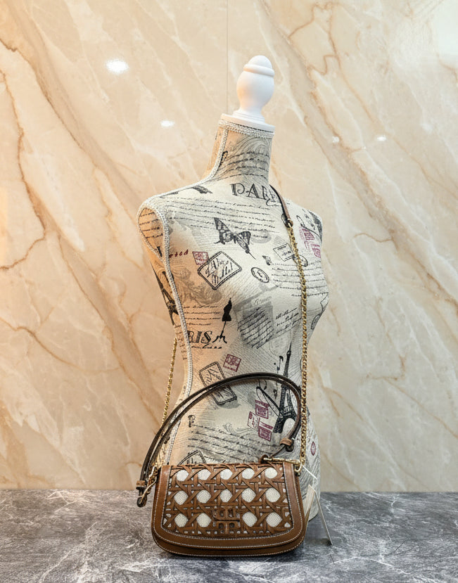 حقيبة كتف/حقيبة يد قابلة للتحويل من قماش بريتن المنسوج من توري بورش - لون موس