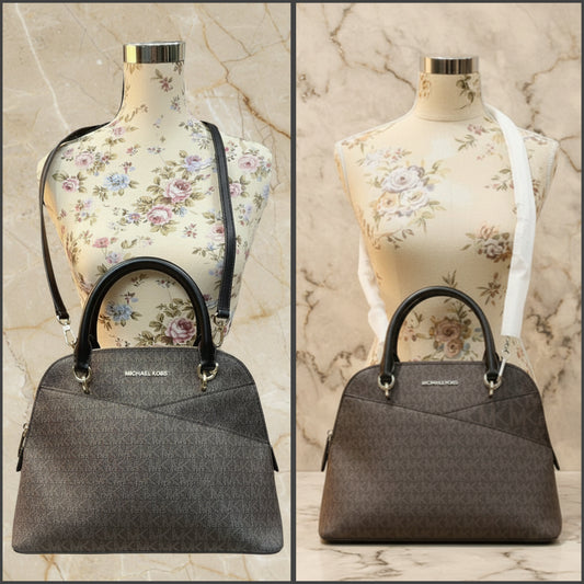 SALE‼️‼️ NO HANG TAG LOGO & MISSING PRICE TAG - MICHAEL KORS CINDY DOME MEDIUM IN SIGNATURE BLACK BROWN