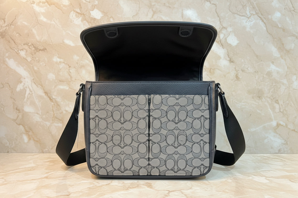 COACH SPRINT MAP BAG 25 SIGNATURE JACQUARD BLUE