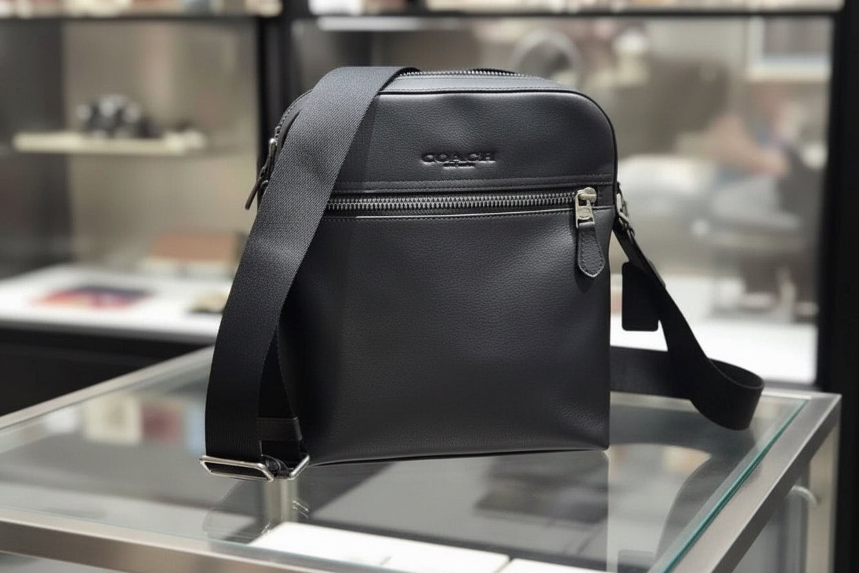 COACH HOUSTON FLIGHT BAG - SMOOTH LEATHER BLACK