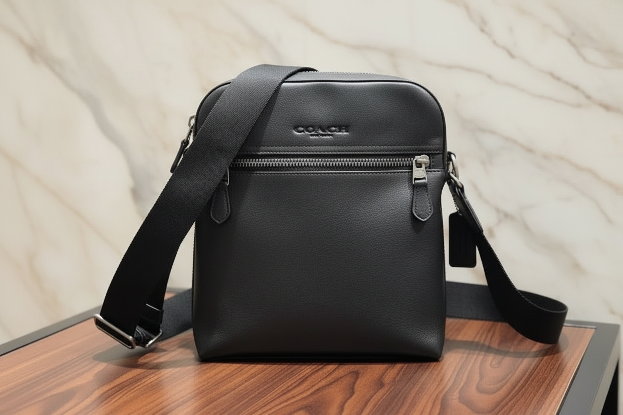 COACH HOUSTON FLIGHT BAG - SMOOTH LEATHER BLACK