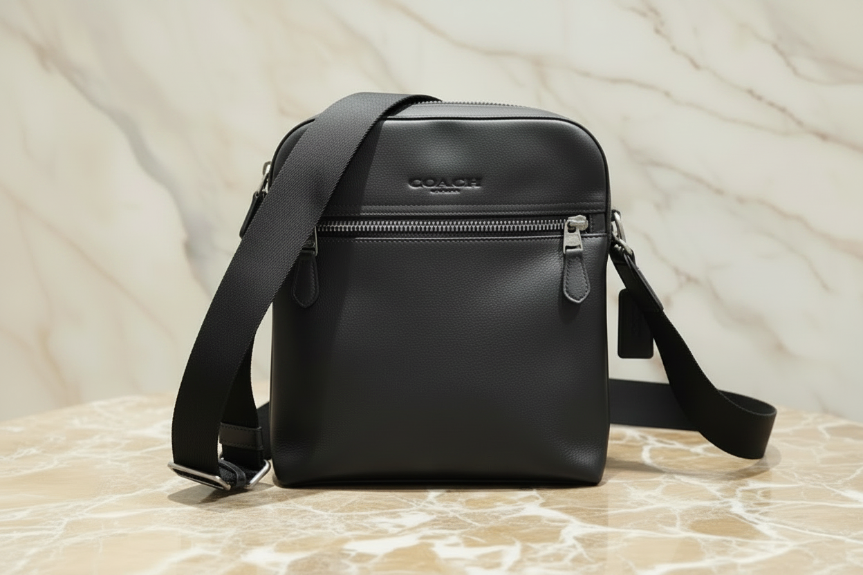 COACH HOUSTON FLIGHT BAG - SMOOTH LEATHER BLACK