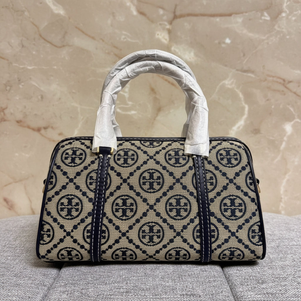 TORY BURCH PETITE BARREL/XBODY - T MONOGRAM NAVY BLUE