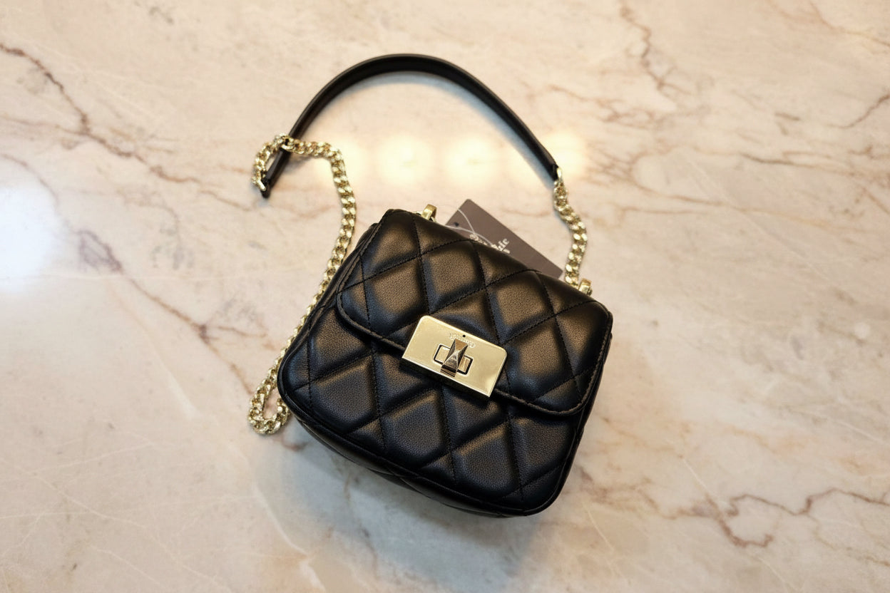 KATE SPADE CAREY MICRO FLAP QUILTED SQUARE LEATHER CROSSBODY