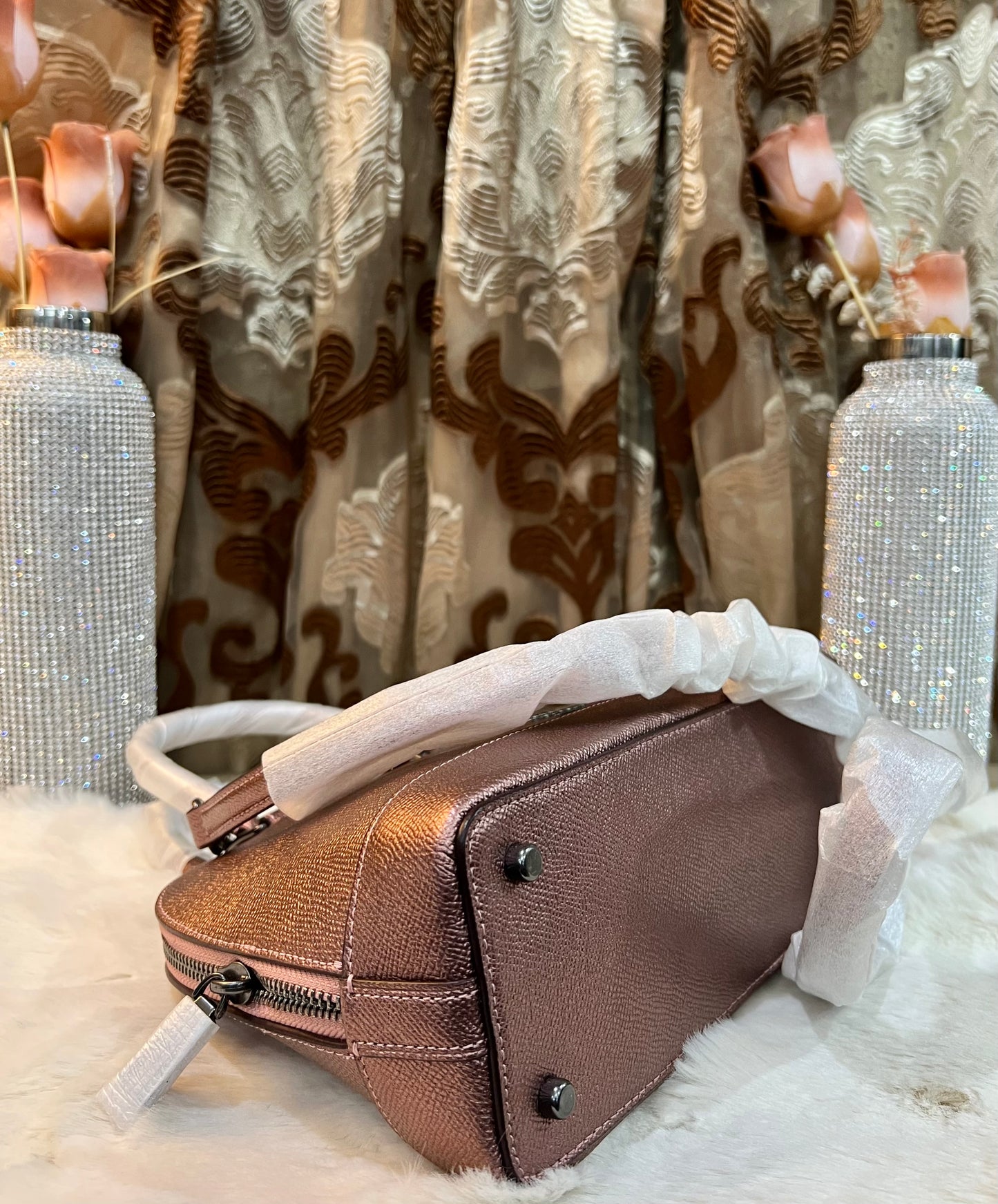 COACH MINI SIERRA SATCHEL - METALLIC DARK BLUSH