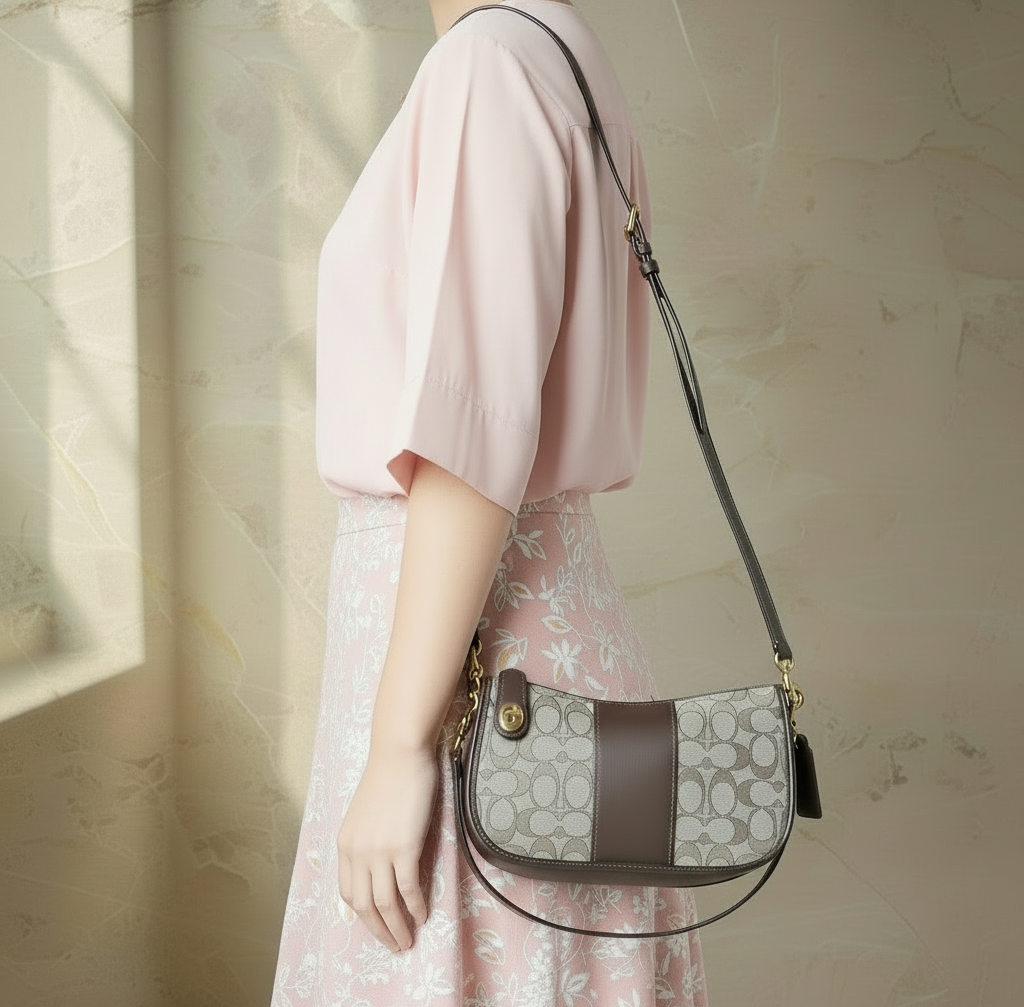 تخفيضات هائلة! ‼️‼️ حقيبة يد من قماش الجاكار من ماركة كوتش - بدون بطاقة السعر