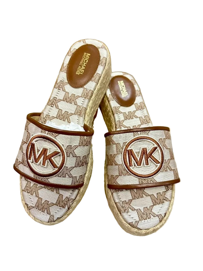 MICHAEL KORS INDIRA WEDGE - JACQUARD BEIGE SIZE 6 CAN FIT TO SIZE 6.5