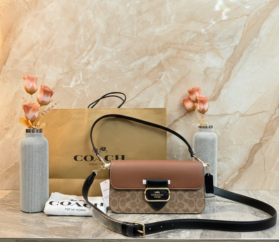 حقيبة كتف/حقيبة كروس بودي من كوتش مورغان بتصميم متعدد الألوان - كاكي متعدد