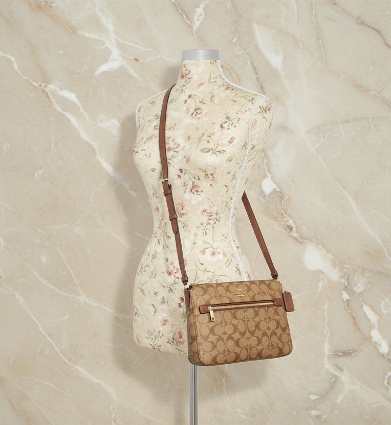 COACH GALLERY FILE CROSSBODY IN SIGNATURE CANVAS - KHAKI BROWN