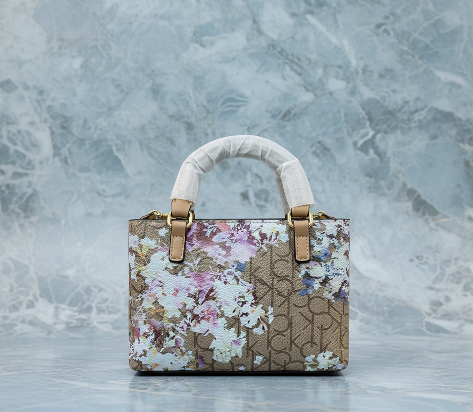 CALVIN KLEIN MINI SATCHEL LOGO FLORAL