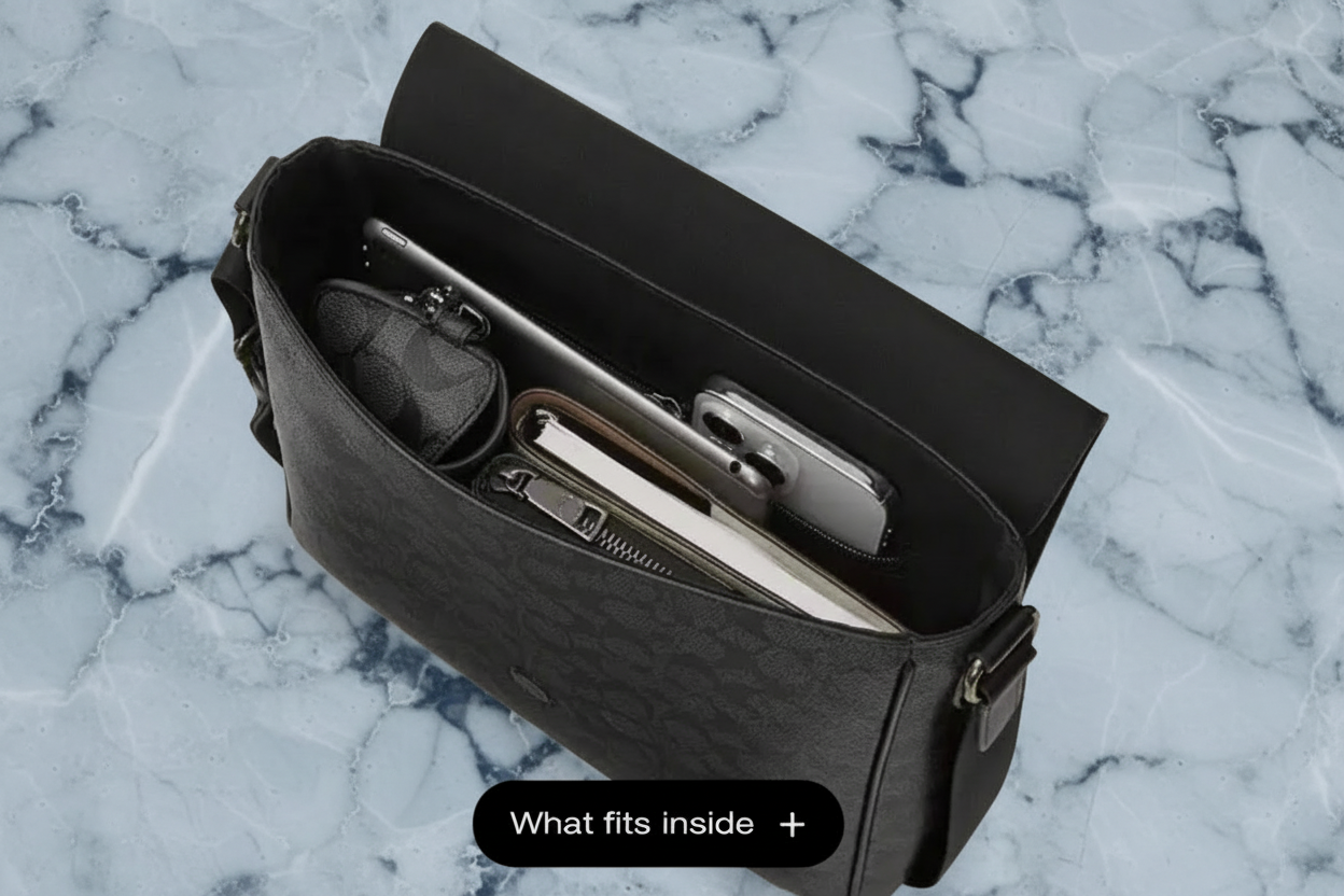 COACH HOUSTON MAP CROSSBODY BAG - SIGNATURE COATED CANVAS & REFINED CALF LEATHER