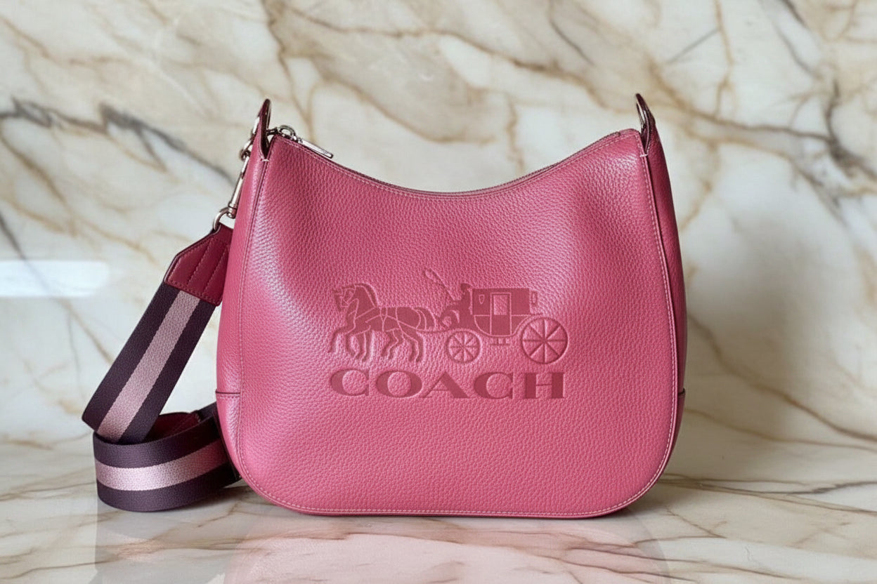 SALE‼️‼️COACH JES HOBO SHOULDER BAG - ROUGE/SILVER