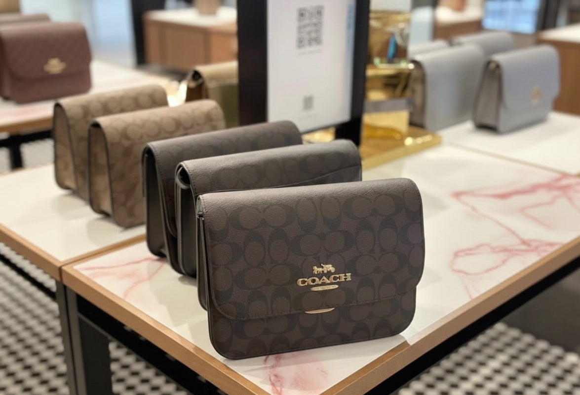 COACH BRYNN FLAP IN SIGNATURE CANVAS BROWN BLACK