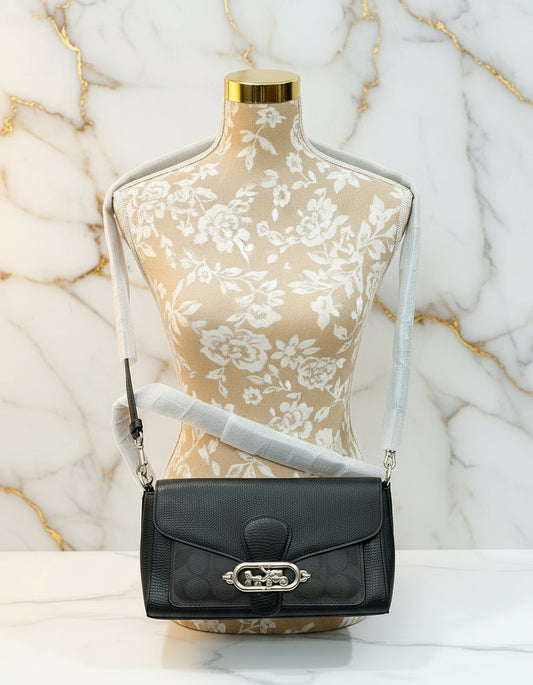 حقيبة كتف/حقيبة كروس بودي من كوتش جايد - قماش مميز وجلد محبب