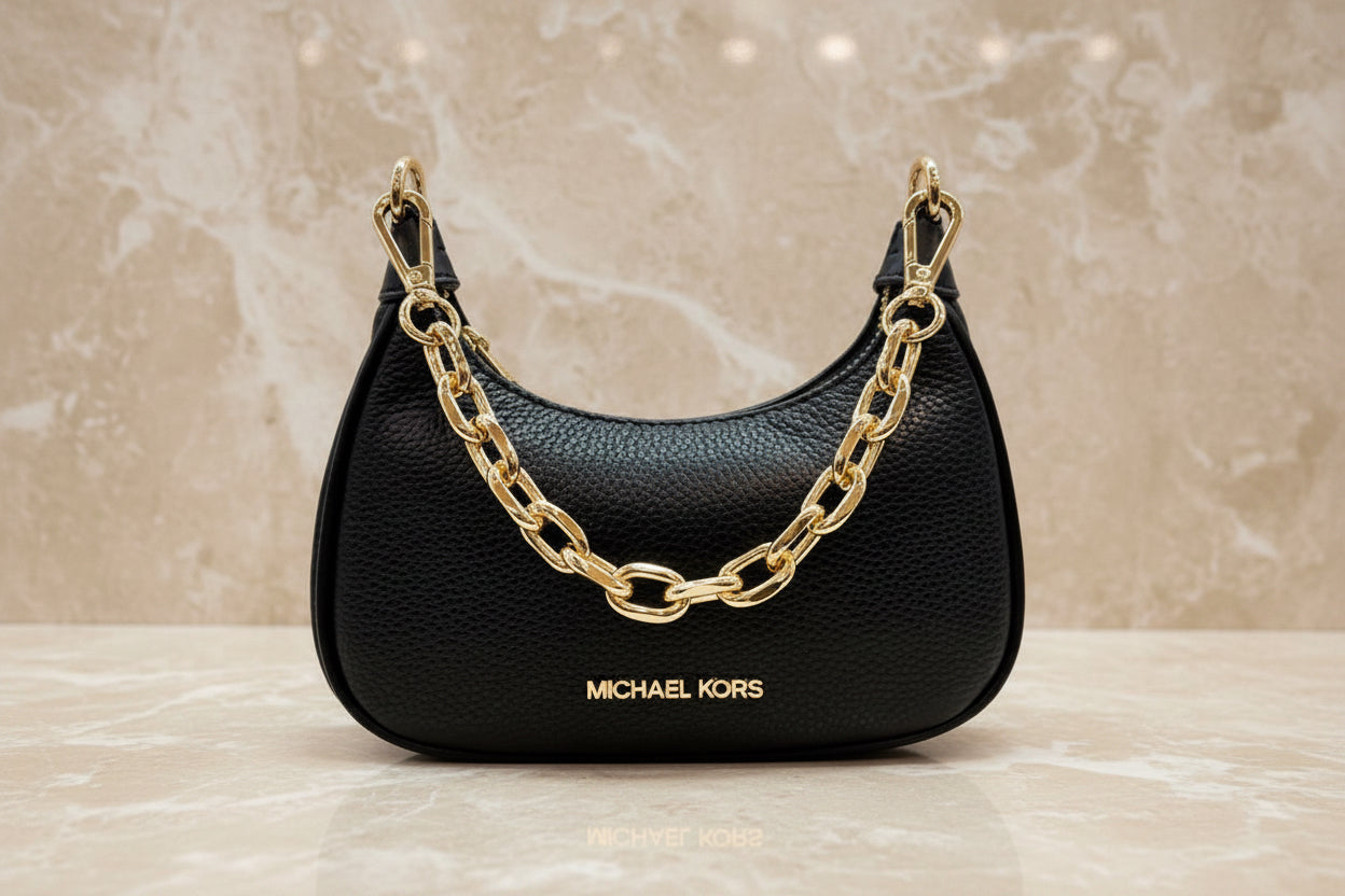MICHAEL KORS MINI CORA CHAIN SHOULDER BAG/CROSSBODY BAG - BLACK